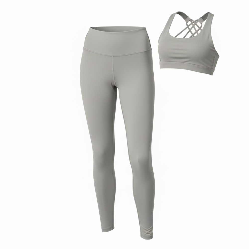 Gray Leggings & Sports Bra Set